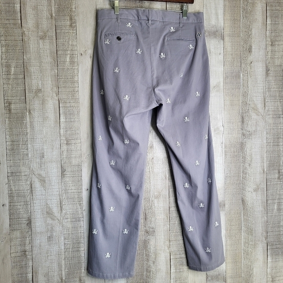 Castaway Nantucket Island Pirate Skull Pants. 34"×29" Grey and White - Picture 5 of 12
